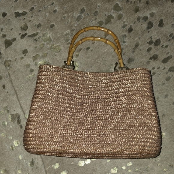 St. John's Bay Handbags - St. John's Bay Vintage Brown Tote With Woven Design